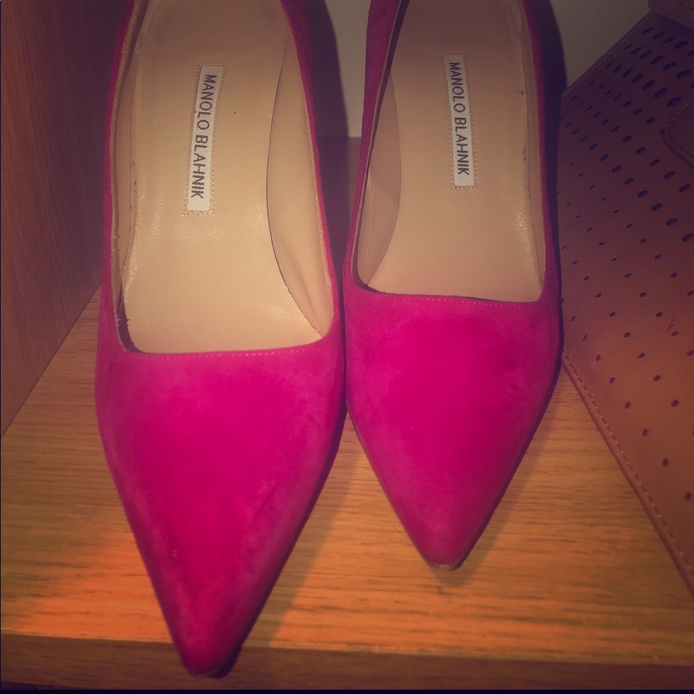 Hot pink velvet authentic Manolo Blahnik